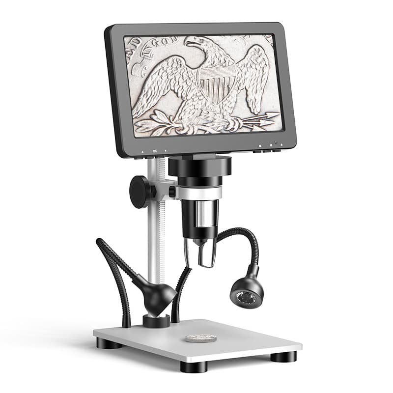 7-inch HD Large Screen 1200x Digital Microscope with Wired Remote Control, Built-in Battery and Charging, Light Cup Design