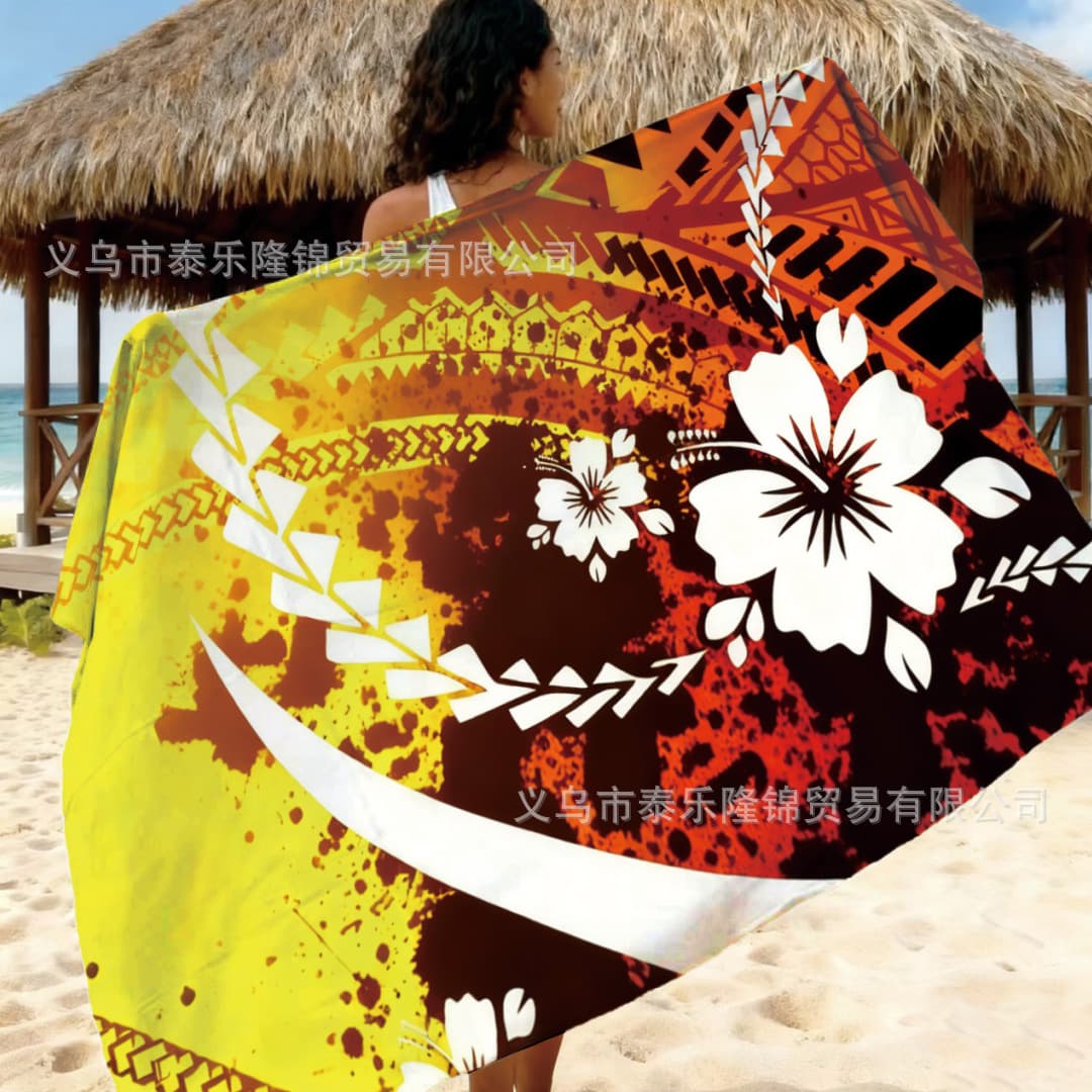Cross-border hot sale Samoa Fiji folk totem subtle pattern hibiscus Lavalava beach wrap skirt.