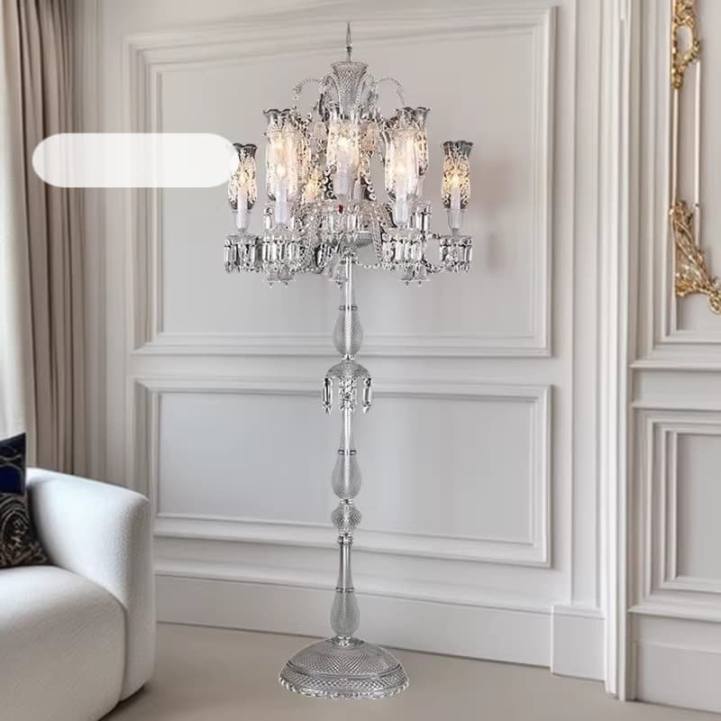 French-Style Luxury Crystal Floor Lamp Hotel Banquet Hall Wedding Decoration Floor Lamp Living Room Bedroom Lighting Customization