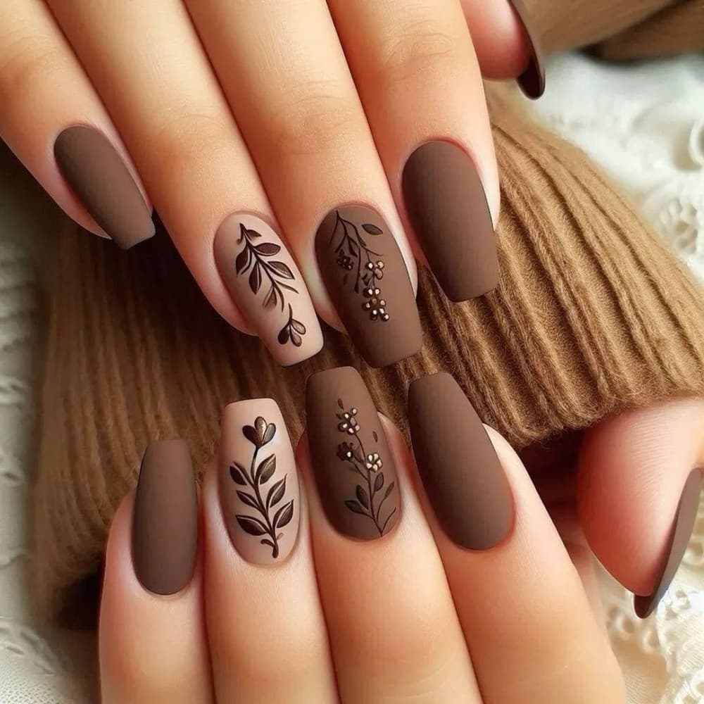 Autumn/Winter Matte European-American Wearable Nails Brown High-Quality Medium-Length Ballet False Nail Stickers TA61