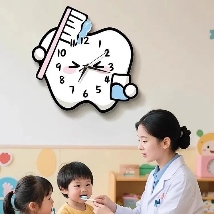 Cross-border Cartoon Creative Tooth Silent Clock for Dental Clinic Hospital Decoration Wall Clock