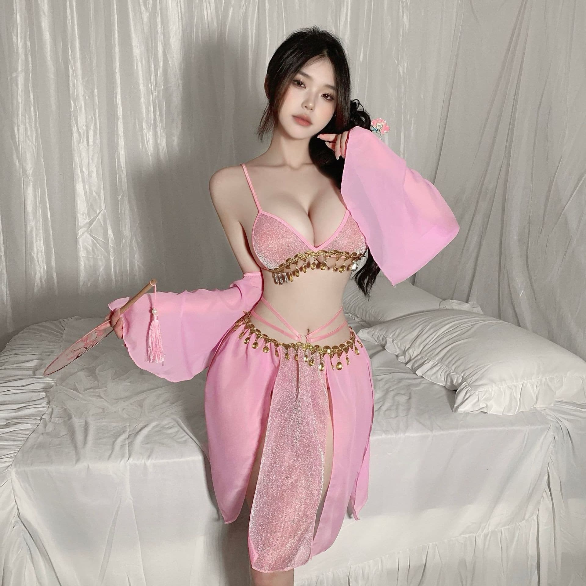 Plus Size Exotic Princess Lingerie Sexy Pure Desire Halterneck Sleepwear Costume Xishi Retro Belly Dance Lace Uniform