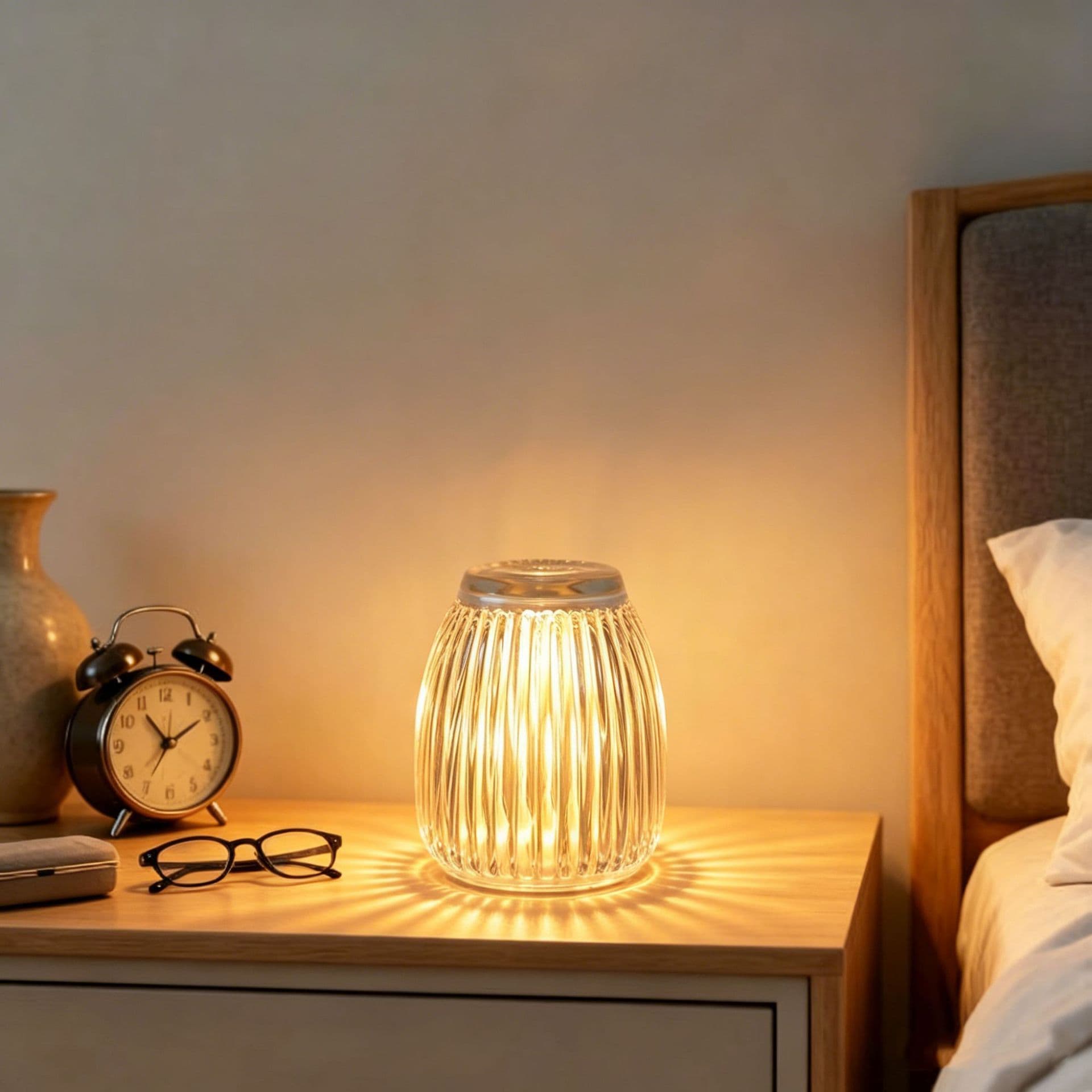 Vertical crystal glass night light USB warm light atmosphere table lamp bedside sleeping decorative lamp gift ready stock