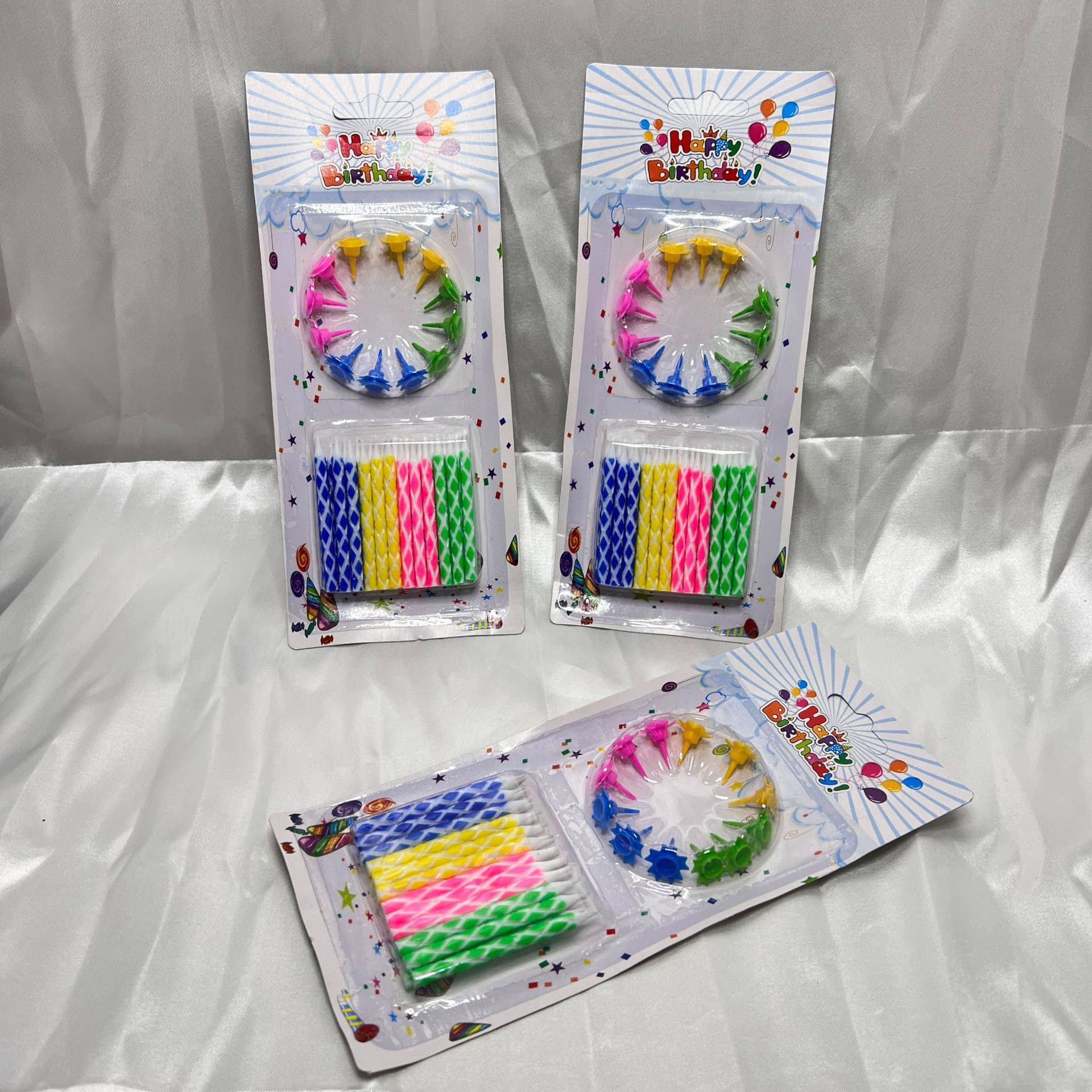 White card color rhombus 5.5 flower arrangement creative birthday cake candle wholesale birthday party colorful thread candle