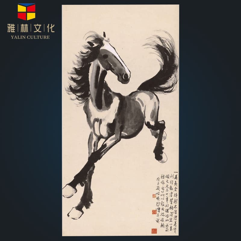 Wholesale Hotel Matching Paintings, Calligraphy Reproduction Mounting, Art Gift, Celebrity Calligraphy, Xu Beihong's "Galloping Horse Looking Back" Masterpiece