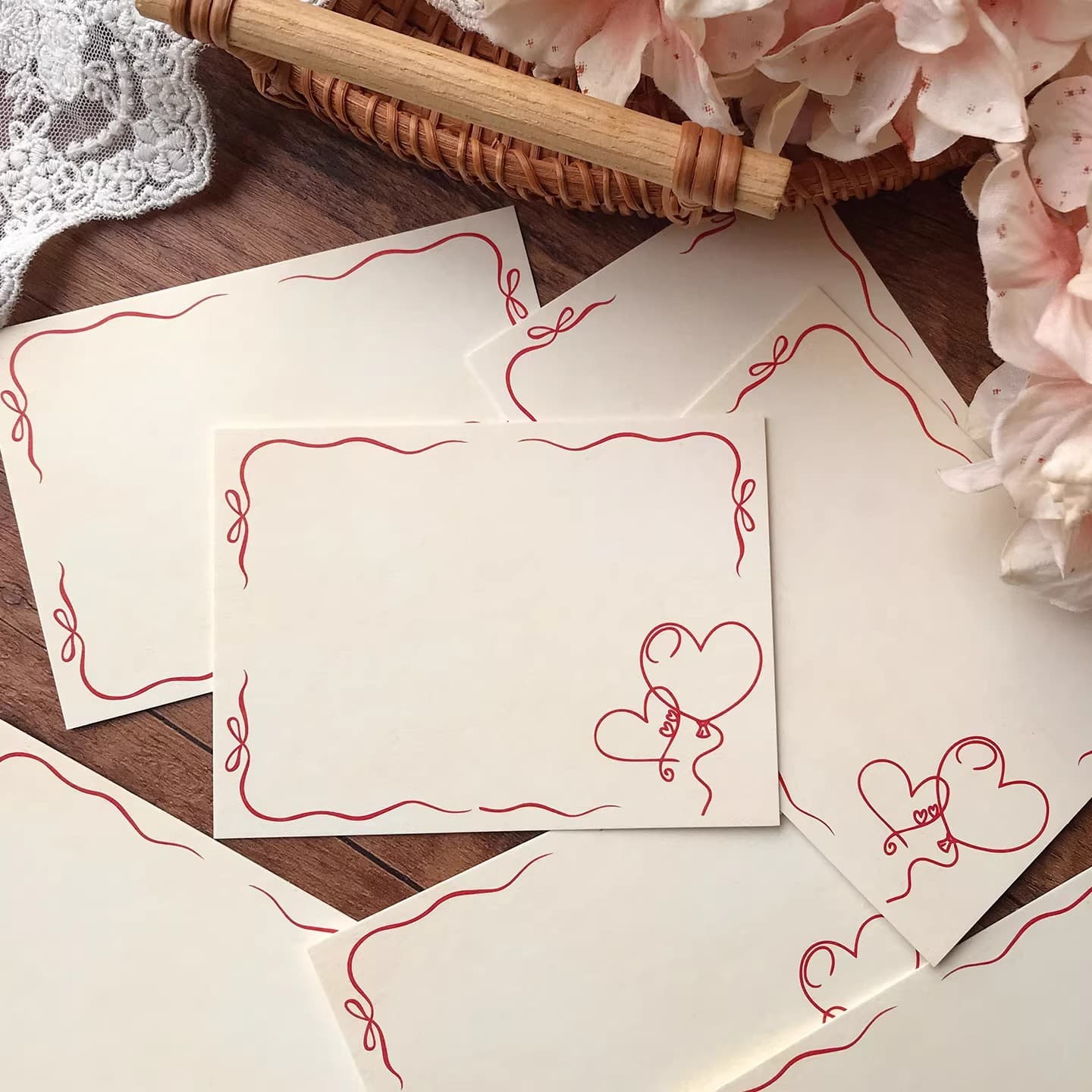 Simple Blank Heart Border Handwritten Greeting Gift Decoration Cake Baking Flower Shop Souvenir Card