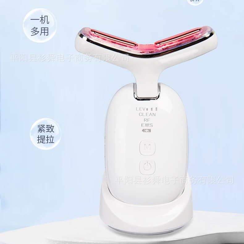 Cross-border Neck Beauty Device EMS Microcurrent Facial Lifting Firming Skin Rejuvenation Color Light Face Massager
