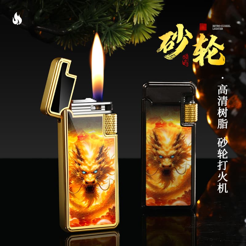 New High-End Grinding Wheel Open Flame Lighter High-Quality Body Refillable Lighter Creative Cigarette Lighter Wholesale Cross-Border