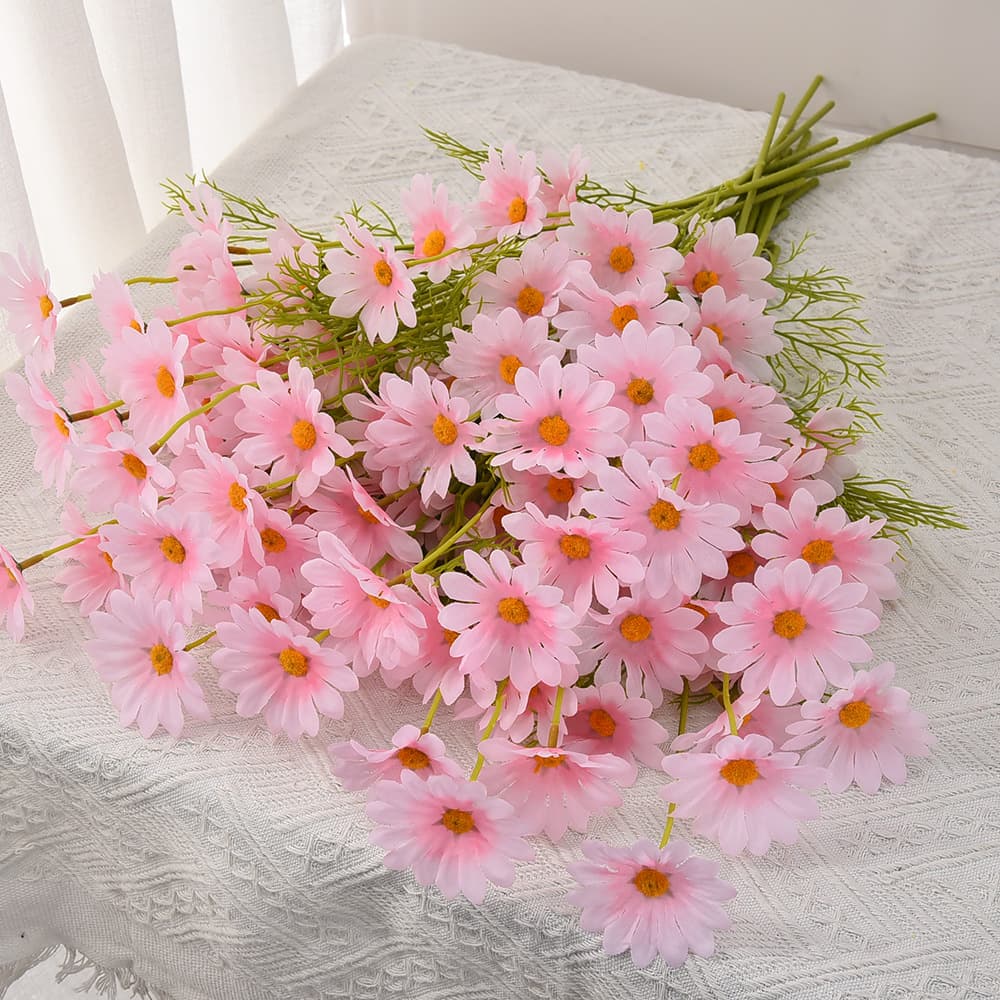 Chamomile 5 Heads of Small Daisies Artificial Flowers Living Room Decoration Table Flower Decoration Bouquet Decoration Photo Props Artificial Flowers