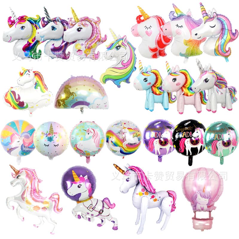 New Cartoon 3D Unicorn Aluminum Film Balloon Stereo Unicorn Children's Birthday Party Decoration Toy Balloon