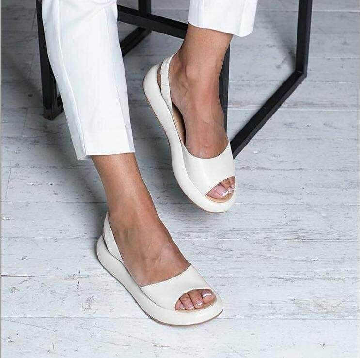 Fish Mouth Thick Sole Low Heel Summer European and American Women's Sandals 202 Sports Sandals Flat Bottom Large Size 0 Fashion New Cloth