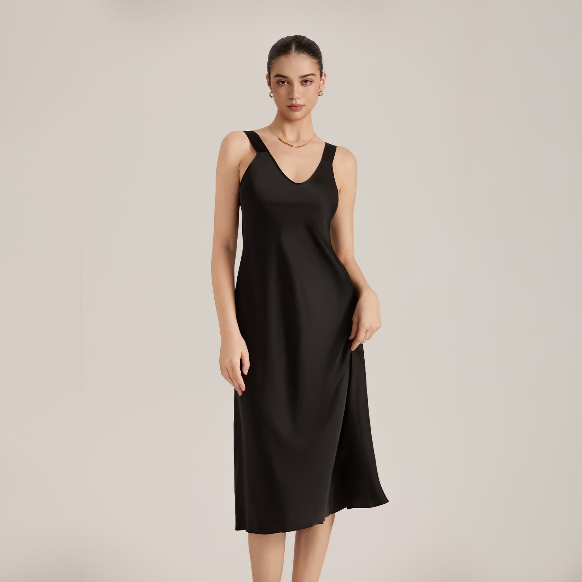 Amazon Women's Long Satin Slip Dress Camisole Sexy V-Neck Sleeveless Nightgown Wide Strap Sleep Dress SQ25926