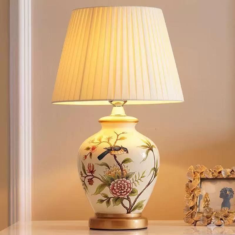 Table lamp bedroom bedside lamp living room American retro new Chinese style European pastoral warm creative remote control ceramic table lamp