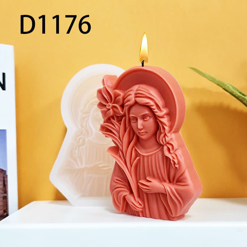 Holy Maiden Angel Silicone Mold Handheld Flower Texture Aromatherapy Candle Handmade Soap Decorative Ornament D1176