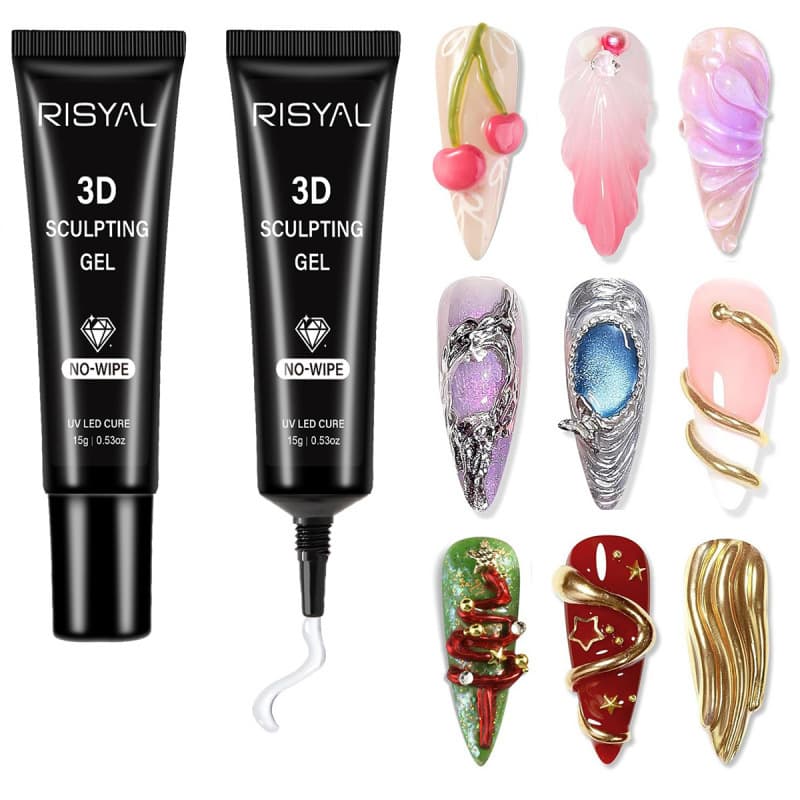 3D Sculpting Gel No-wipe Non-flowing Glitter Gel, Easy Powder Dipping, 3D Soft Candy Gel, Water Ripple, Cross-border Nail Factory