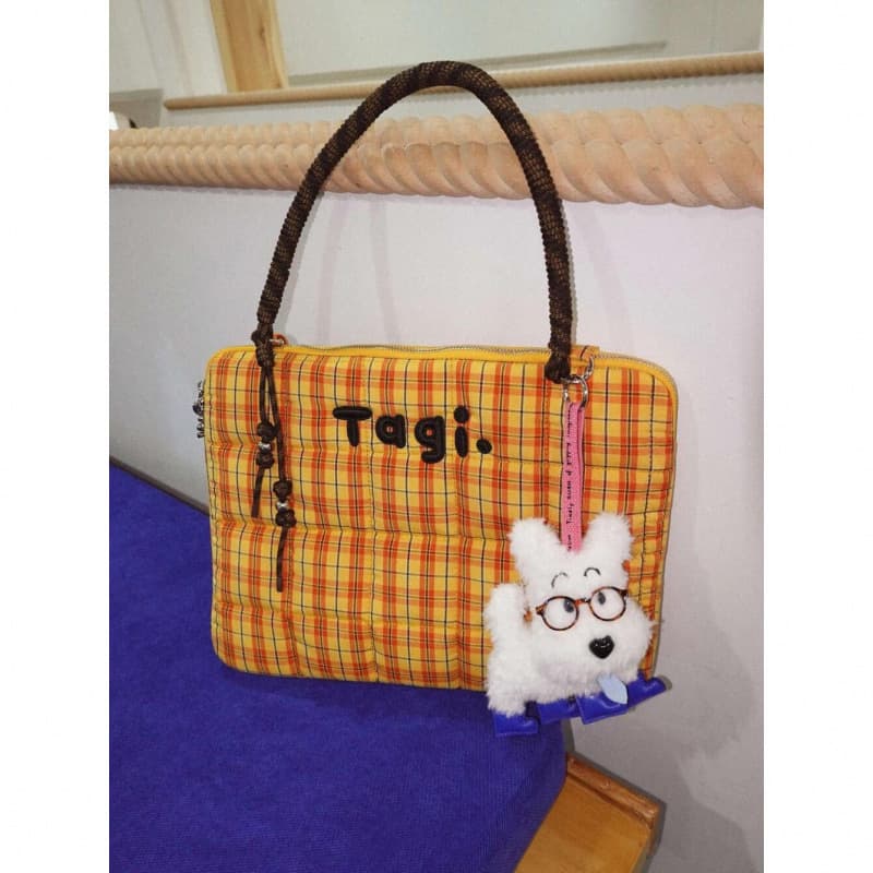 Handheld Shoulder Bag Woven Small Pillow Embroidery Beaded Shockproof Laptop Bag Notebook Bag