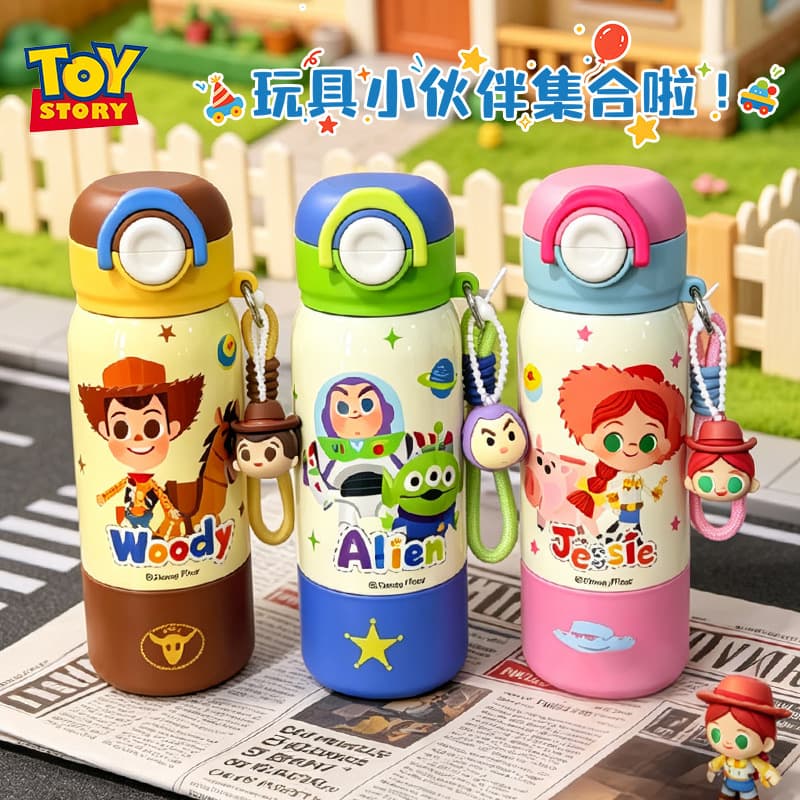 Toy Story Licensed Insulated Water Bottle, Portable High-Gloss Buzz Lightyear Stainless Steel Cup