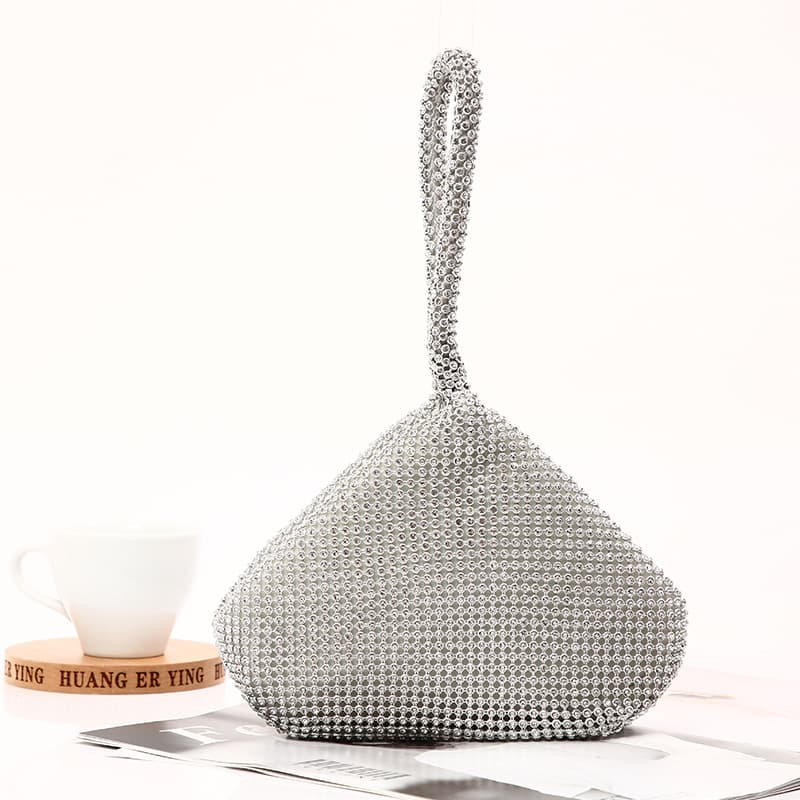 Women's Fashionable Diamond-embedded Evening Bag Handheld Water Drill Minefield Style Soft Bag Dinner Party Accessory