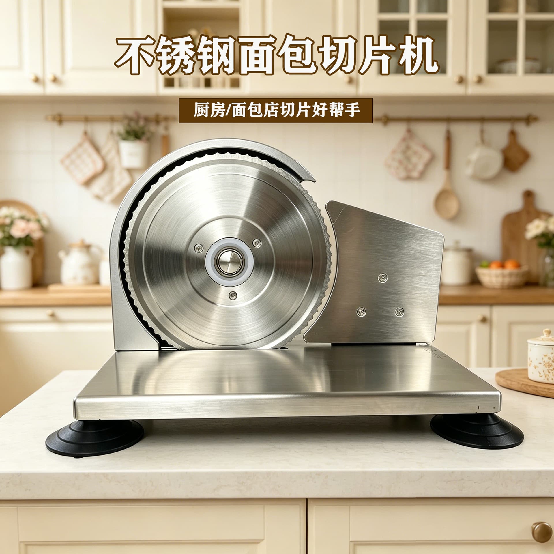 Manual Bread Slicer for Kitchen Home Use, Stainless Steel Blade, Non-Slip Base, Adjustable Thickness Toast Slicer