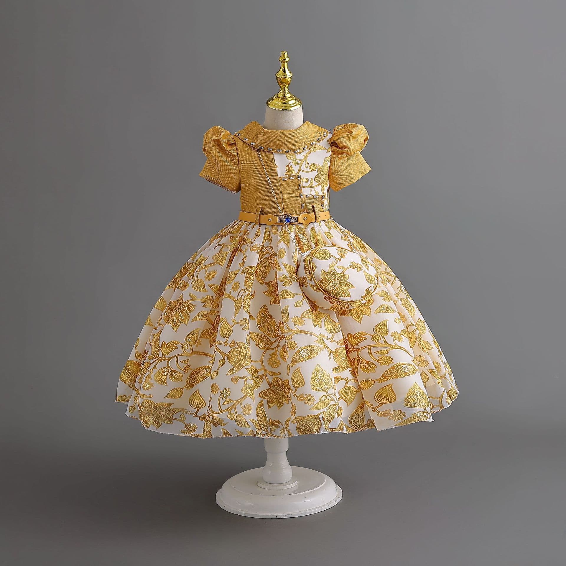 Wholesale Children's Chiffon Dress with Bag, Princess Dress for Girls