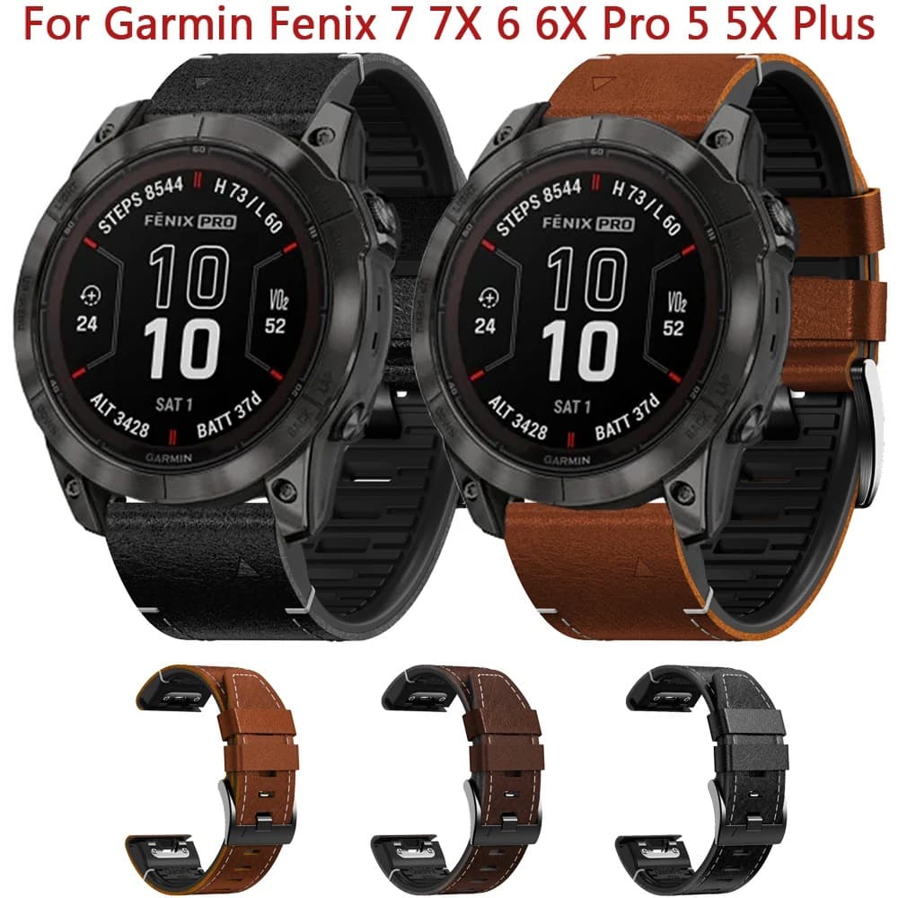 Suitable for Garmin Fenix8 strap 7X/6X/5X/5/6/7 needle pattern silicone leather strap quick release