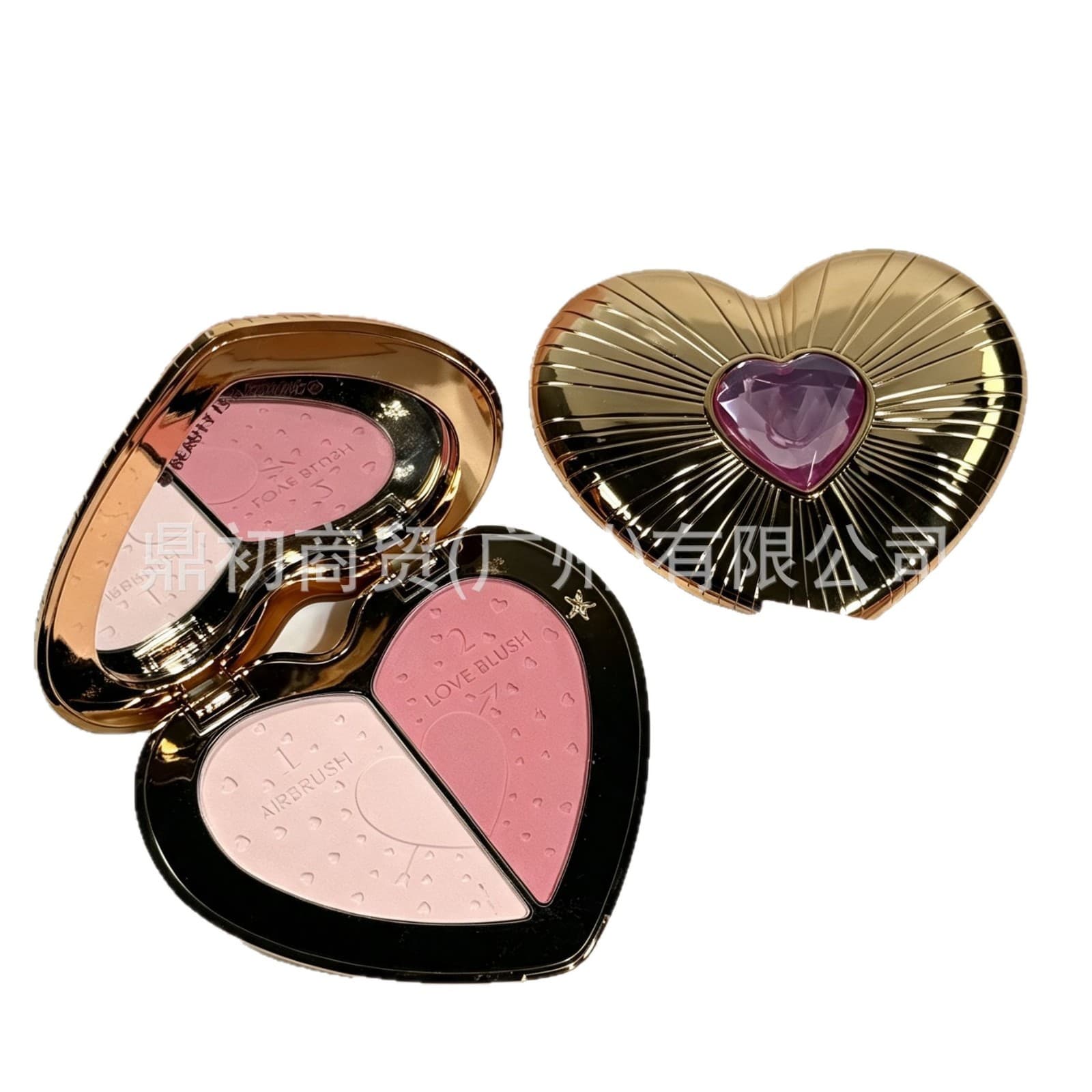 Foreign Trade In Stock Two-Tone Heart Blush Palette CT Pillow Talk Jewel Box #PINK#PEACH 13g Rose Pink