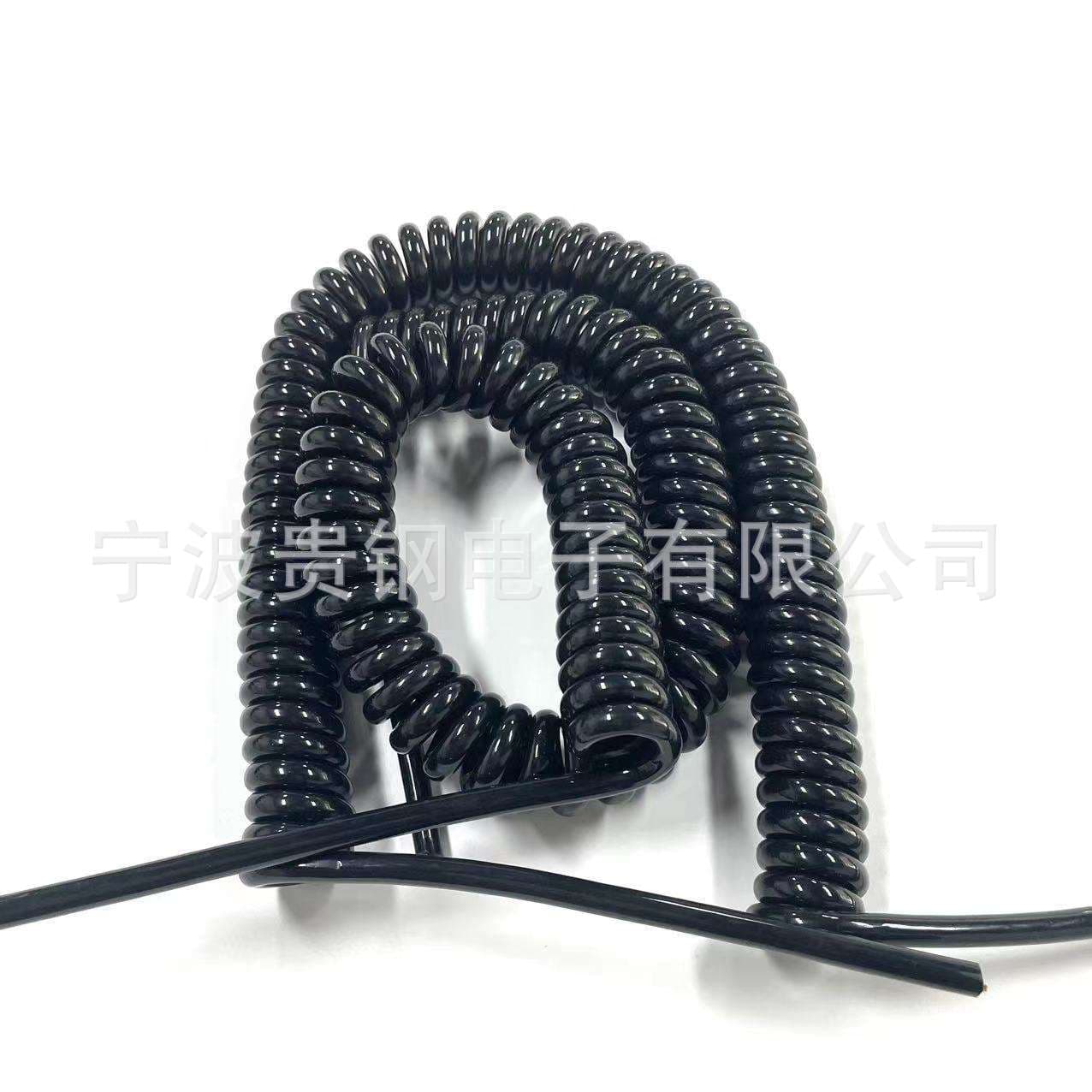 Spring coil wholesale extendable PVC slingshot line processing black oxygen-free copper core flame retardant power cord