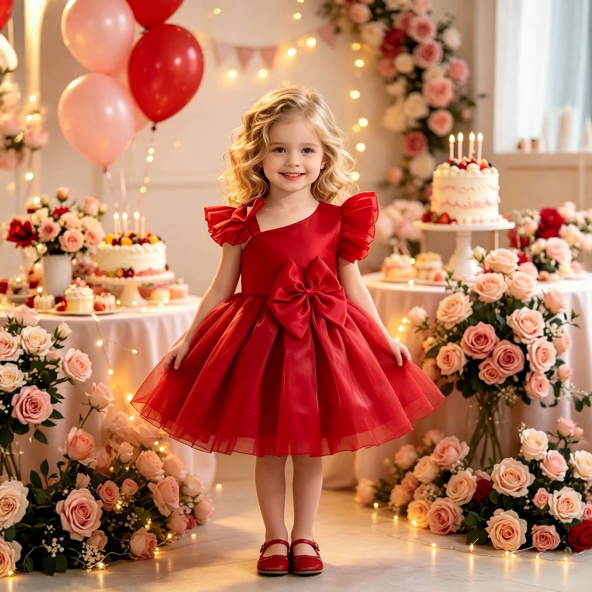 New children's princess dress with puff sleeves, puffy birthday dress, European and American princess performance dress, one piece drop shipping