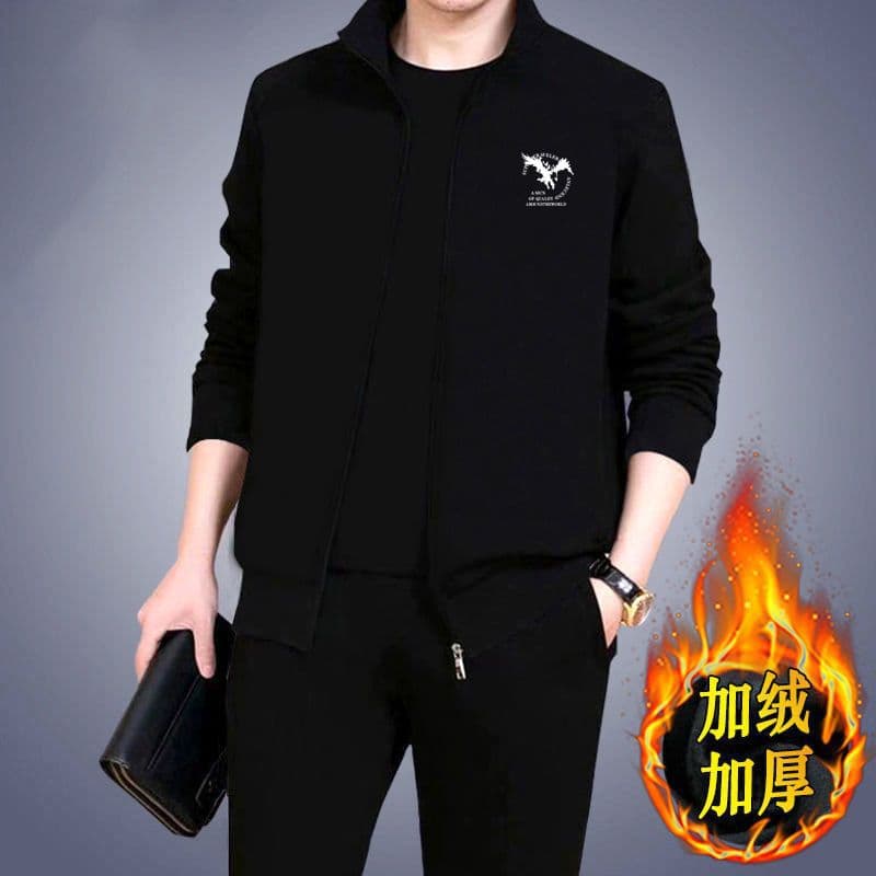 Set / T-shirt Men's Casual Set Autumn Winter Middle-aged and Elderly Skin-friendly Thermal Sportswear Dad's Outfit Men's Clothing