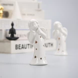 European Ceramic Little Angel Candle Holder Candle Room Home Craft Decoration Dehua White Porcelain Simple Candle Holder Creative Home