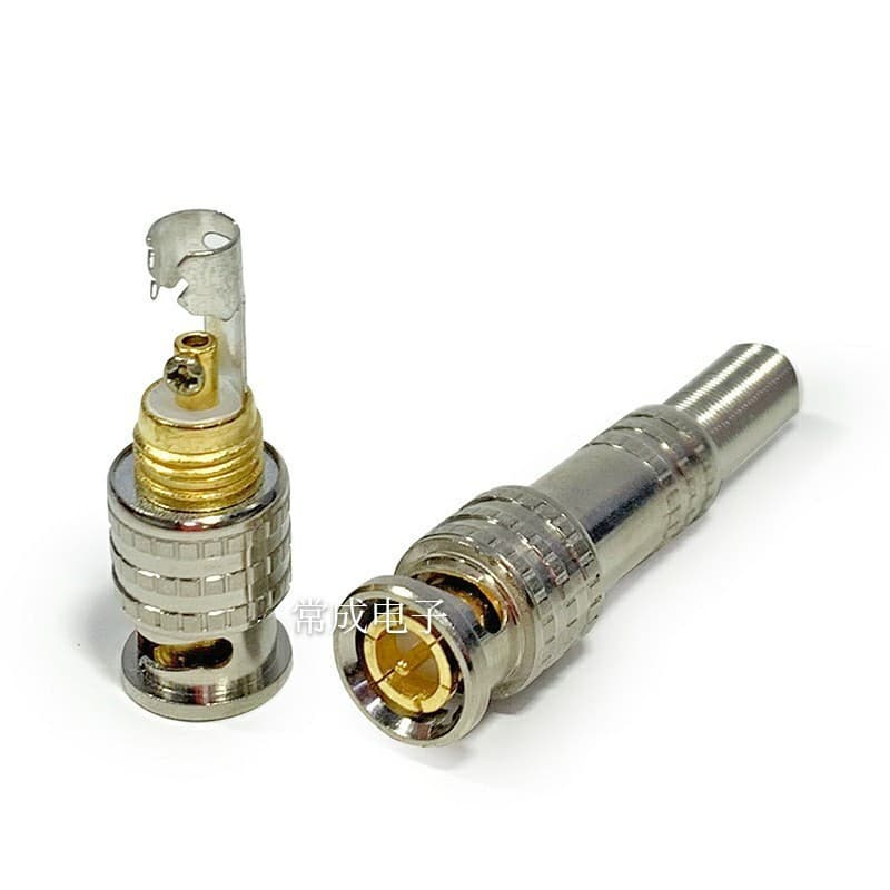 American Style Solderless BNC Connector, Copper Pin, Zinc Alloy Pin, Gold-Plated