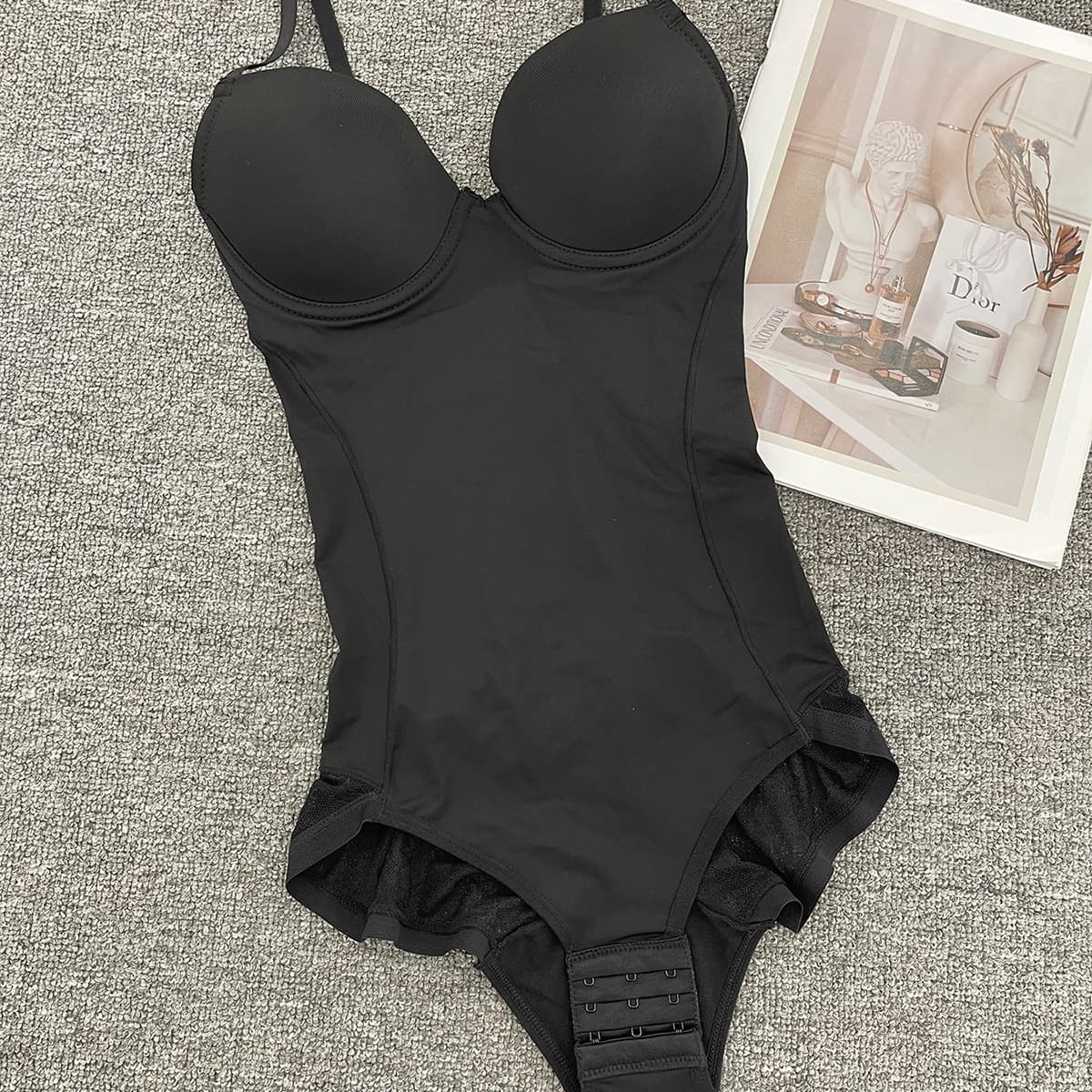 European and American cross-border bodysuit shapewear with bra enhanced version postpartum tummy control bust support seamless lace body shaper.