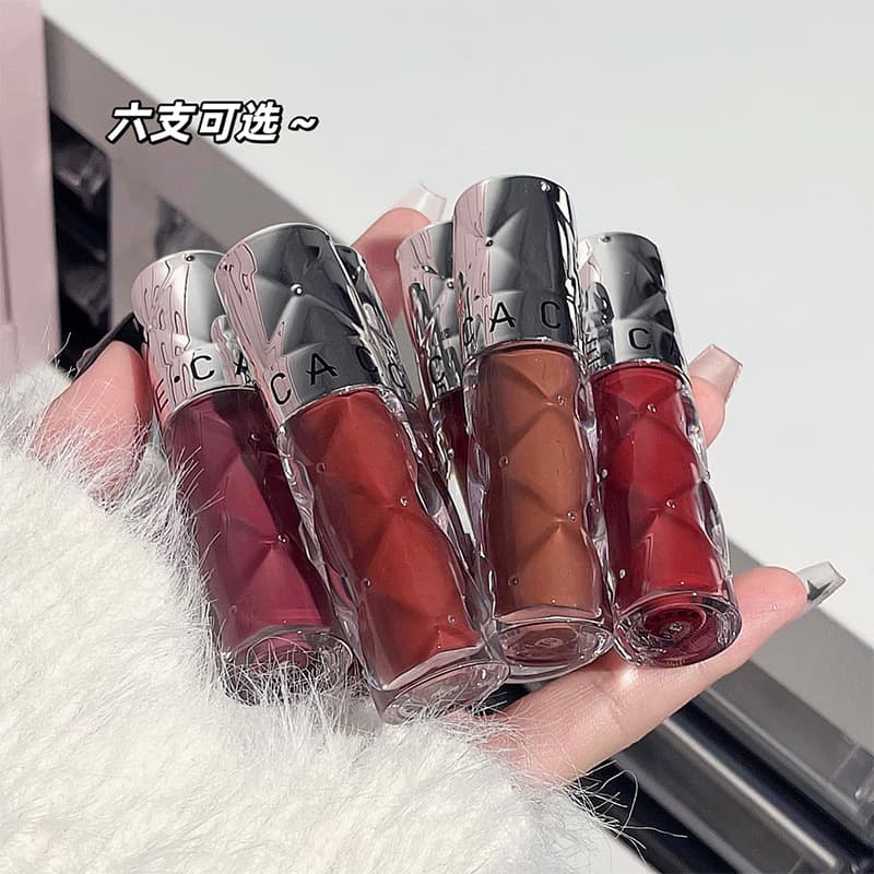 CACE New Silver Lens Glossy Lip Glaze Silver Tube Water Ripple Lip Mud 6 Colors Student Affordable Bulk Wholesale
