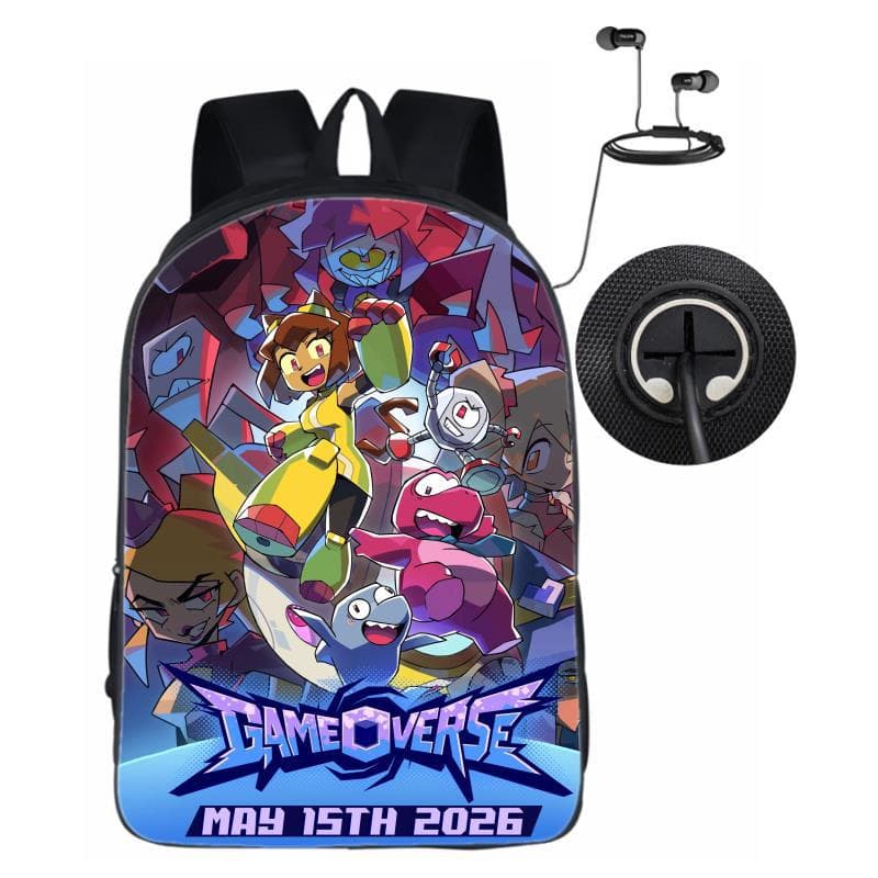 Gameoverse Kids Backpack for Boys and Girls, Elementary School Shoulder Bag with Headphone Port