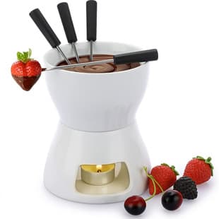 Factory Direct Pure White Ceramic Chocolate Fondue Pot High Temperature Resistant Cheese Warmer Dessert Cookware