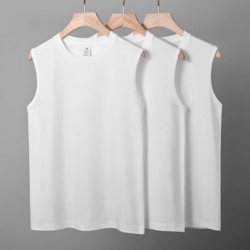 Wholesale Men's Sleeveless Tank Top Summer Vest Cotton Short Sleeve Sports T-Shirt Versatile Wide American Style Export Sports Quick-Dry