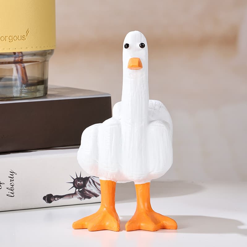 New Export Duck You Creative Middle Finger Duck Ornament Middle Finger Duck Statue Resin Craft Figurine Wholesale