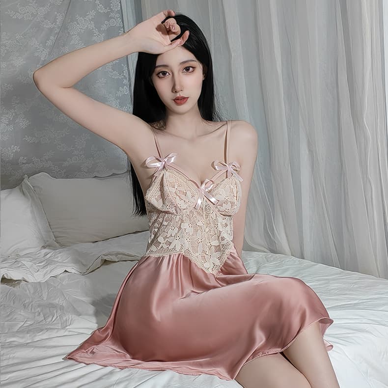 Sexy Lingerie Set Slip Dress Sheer Lace Sleepwear Tempting Women's Uniform Wholesale