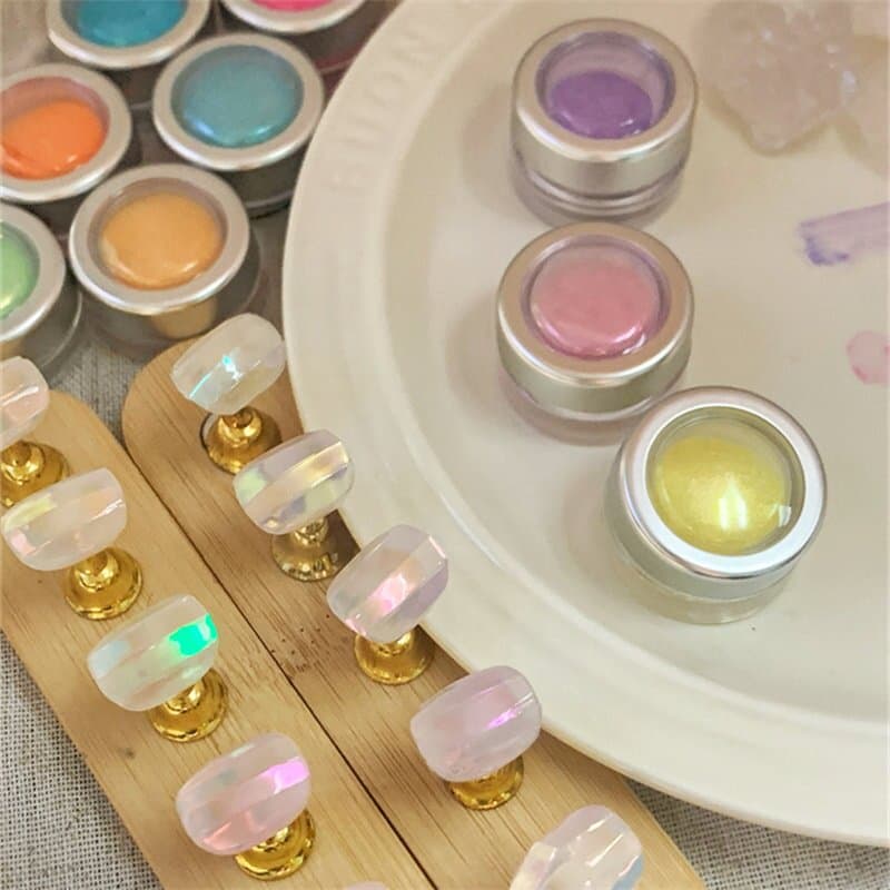 New Nail Art Jelly Cartoon Mocha Aurora Powder Macaron New Magic Mirror Pink Multicolor Polarized Nail Art Accessories