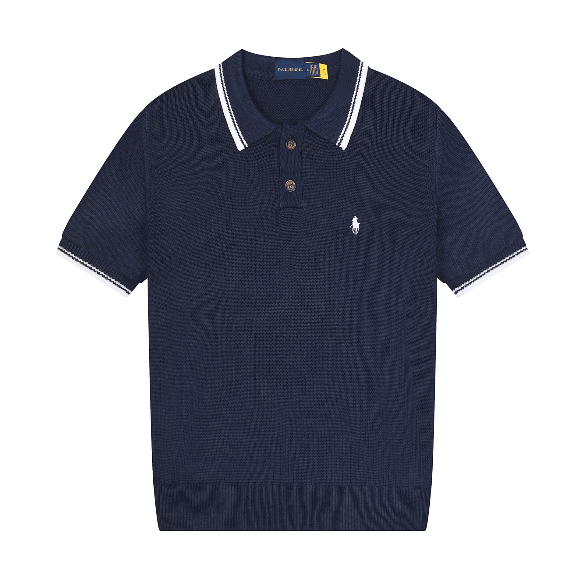 Cross-Border Spring/Summer New RL Paul Pony Logo Men's Short Sleeve Knit Sweater Turn-Down Collar Pure Cotton Short Sleeve Sweater