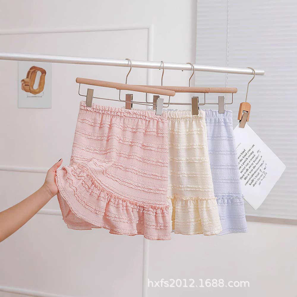 Spring Sweet Ballet Lace Ruffle Cake Half-Slip Skirt, Designer Niche Puffy Short Skirt 43cm