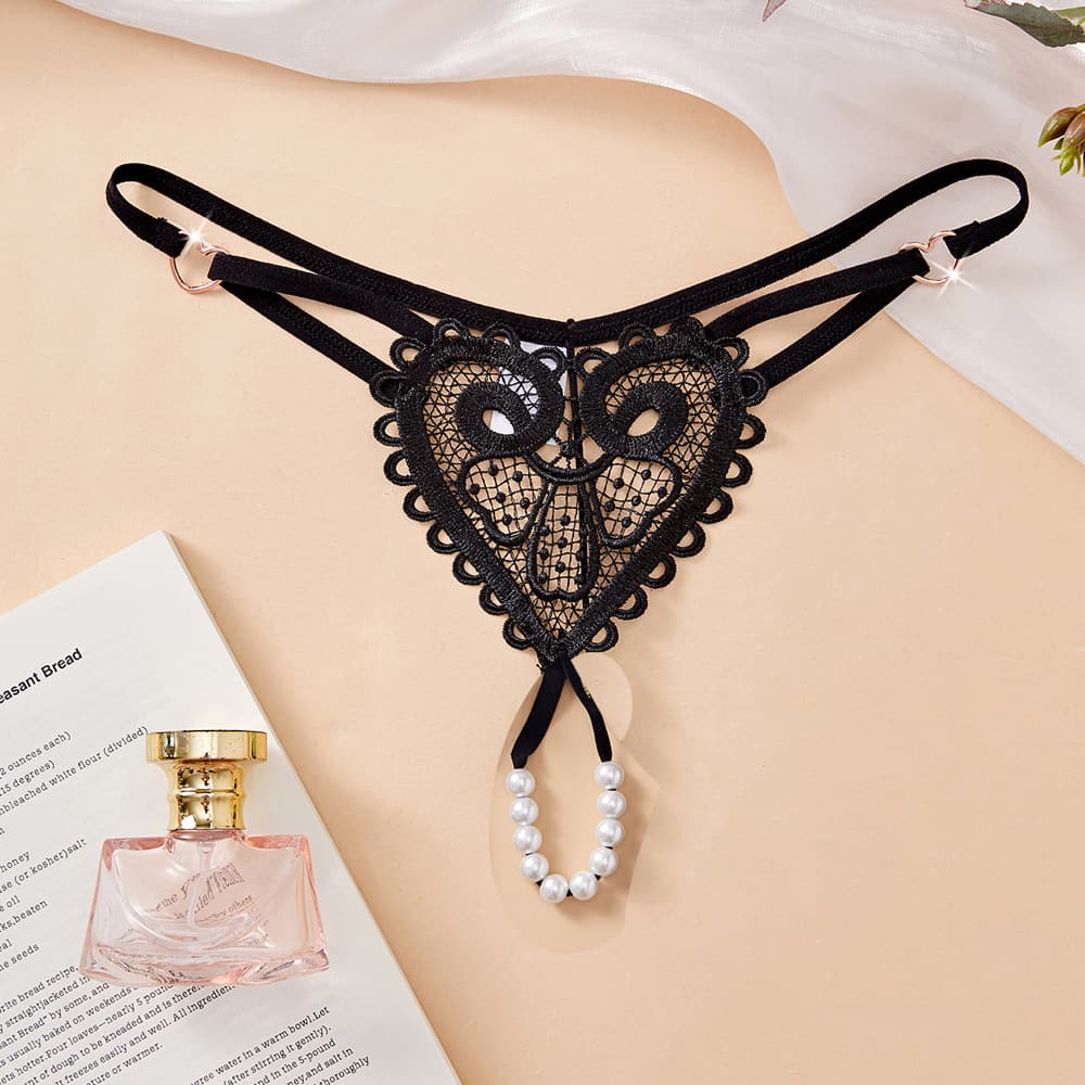 Plus Size Sexy Pearl Massage Thong G-String Underwear for Women