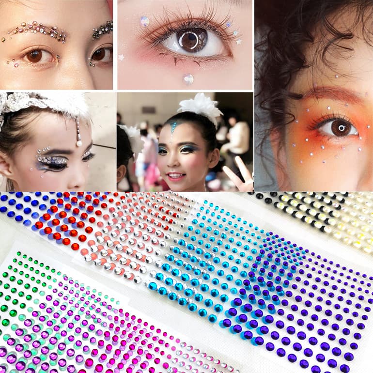 Pearl rhinestones, eyelid rhinestones, teardrop rhinestones, stage makeup, performance face rhinestones, and other cosmetic accessories can be directly pasted on.