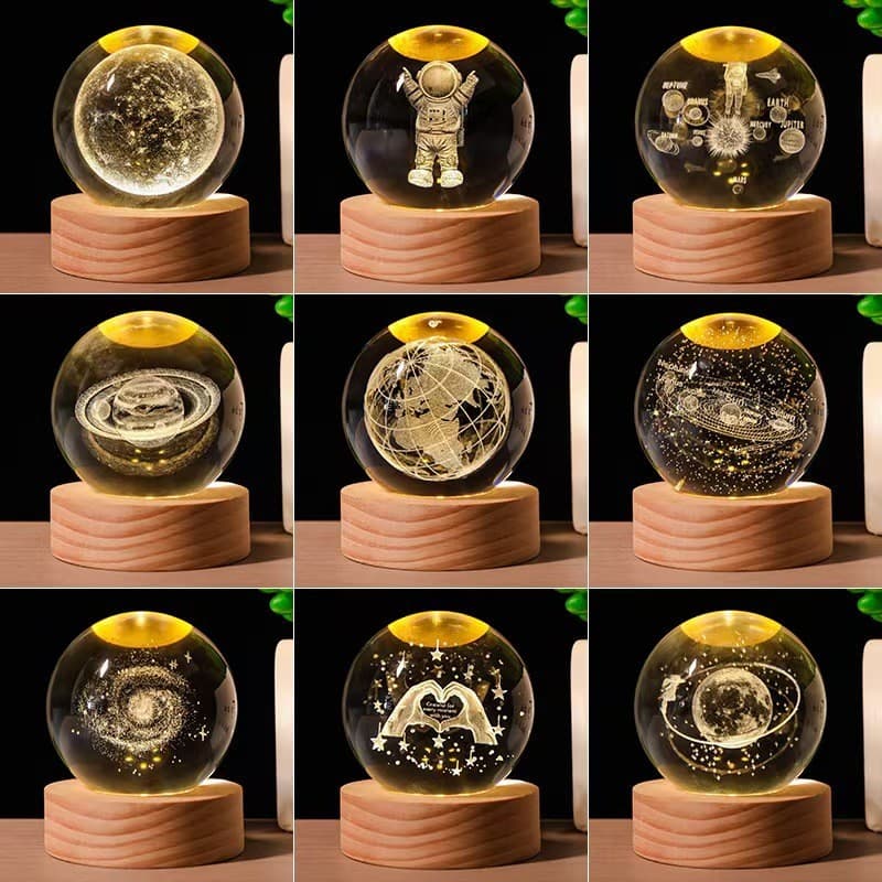Cross-border Creative Crystal Ball Decoration Solar Galaxy Space Astronaut Planet Series Night Light 3D Ornament