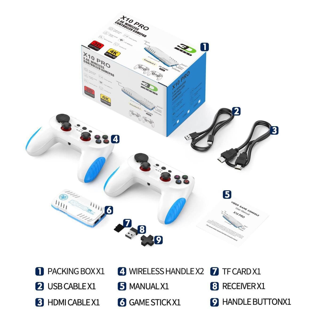 X10 PRO Game Console, 3D Classic Two-player HD Home TV Game Console, Game Streaming Box, In Stock