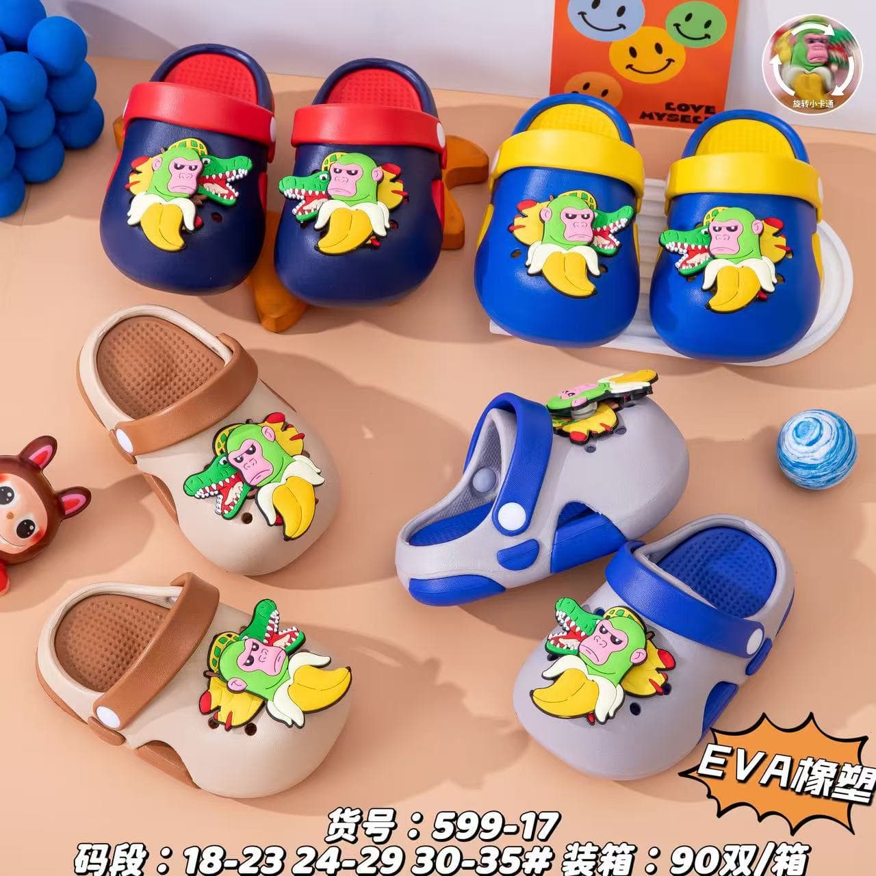 EVA Children's Slippers Baby Clog Sandals Summer Boys Girls Toe-Covered Indoor Home Slippers Stock