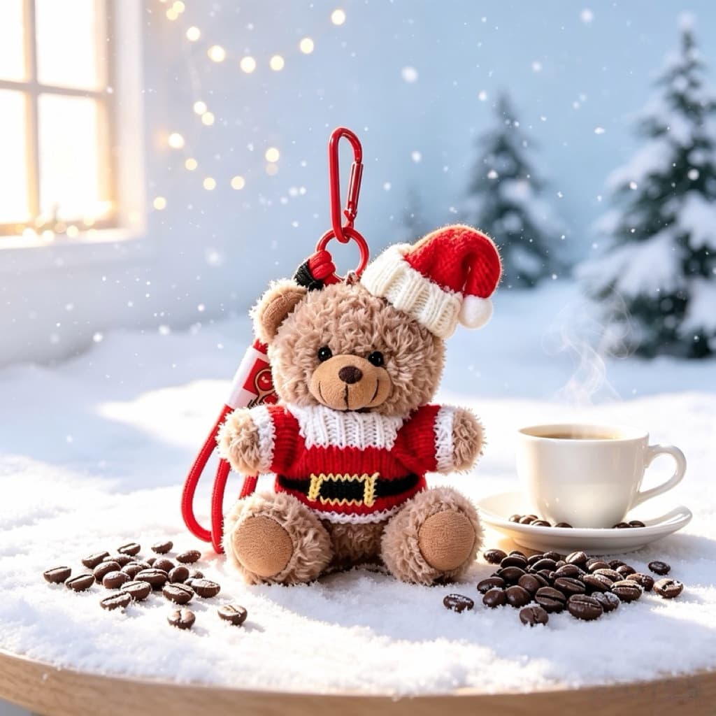Christmas Hat Bear Plush Keychain Christmas Tree Decoration Pendant Christmas Gift Bag Charm