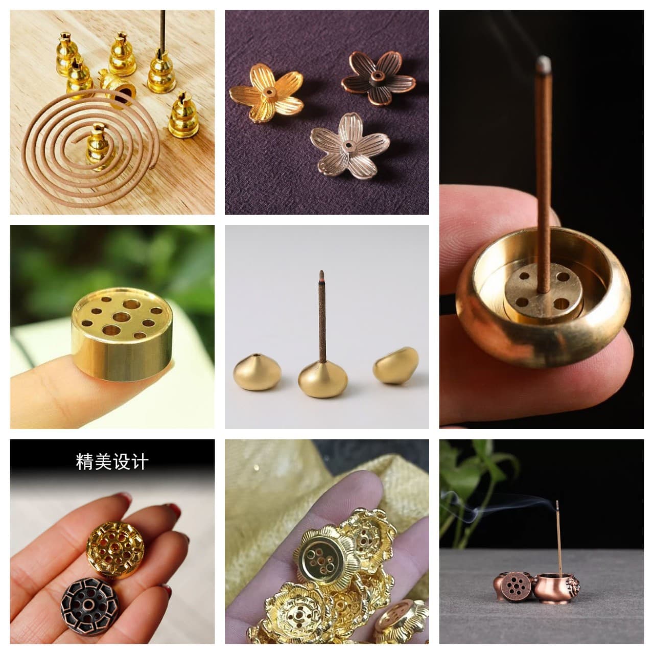 [Bulk Discount] Copper Gourd Incense Holder Nine-Hole Incense Base Mini Creative Drop-Shaped Incense Stand Multi-Function Incense Burner