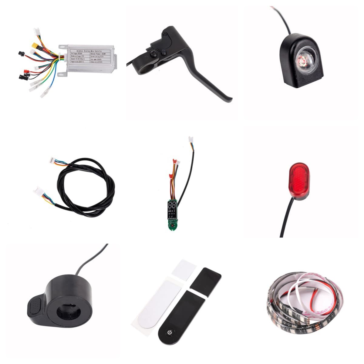 Scooter Parts Electric 36V350W Controller with Bluetooth APP Accelerator, Front/Rear Lights, Handbrake Full Set