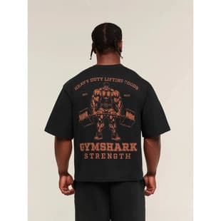 GYMSHARK Muscle Sports Fitness Men's Oversized T-Shirt, Fashion Shark Short Sleeve Top, Pure Cotton Combed Cotton